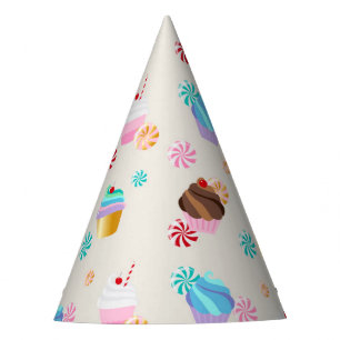 Cute Cupcake and Candy Pattern for Birthday Party Party Hat