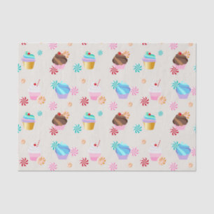 Cute Cupcake and Candy Pattern for Birthday Party Tissue Paper