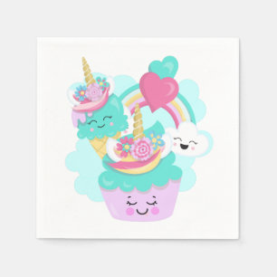 Cute Cupcake and Happy Ice Cream Napkin