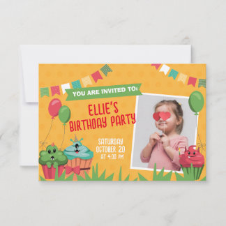 Cute Cupcake Anniversaire Carte de fête Invitation