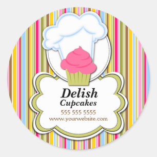 Cute Cupcake & Baker's Hat Bakery Box Seal