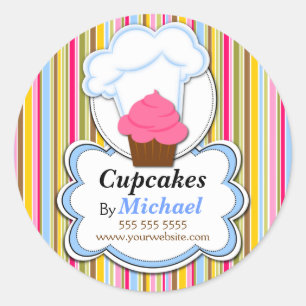 Cute Cupcake & Baker's Hat Bakery Box Seals