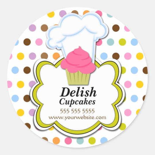 Cute Cupcake & Baker's Hat Bakery Stickers
