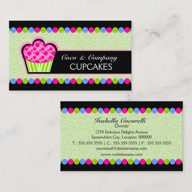 Cute Cupcake Bakery Business Card (Front/Back)