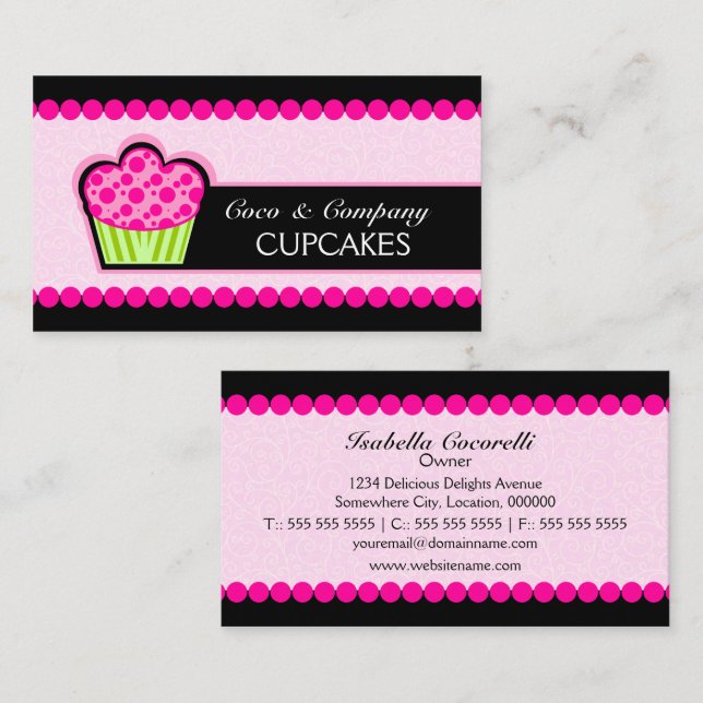 Cute Cupcake Bakery Business Cards (Front/Back)