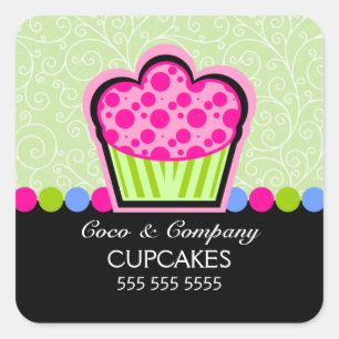 Cute Cupcake Bakery Green Stickers