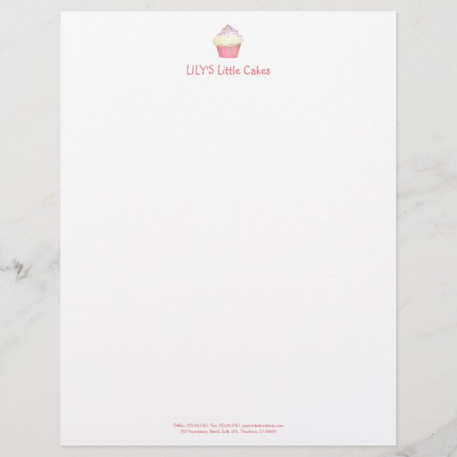 Cute Cupcake Bakery Pastery Chef Letterhead (Front)