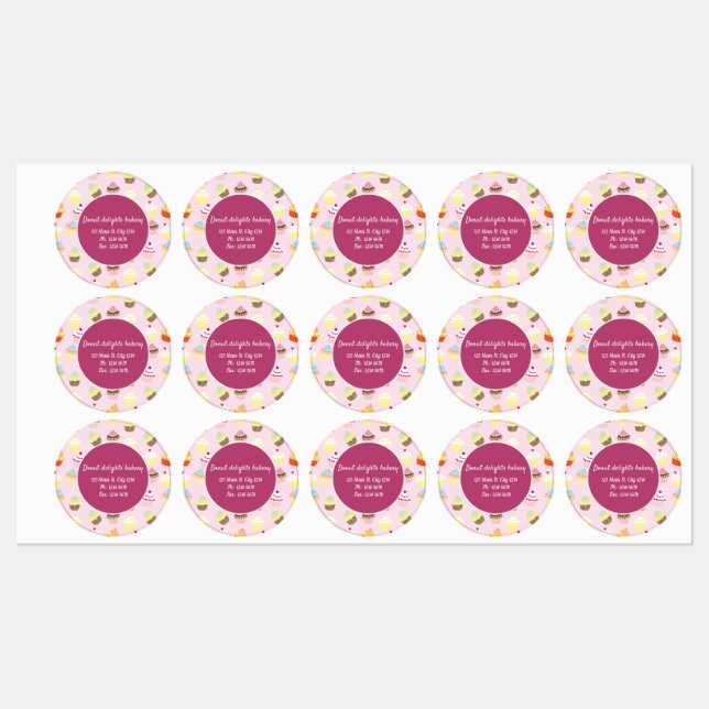 Cute cupcake bakery theme business stickers (Sheet)