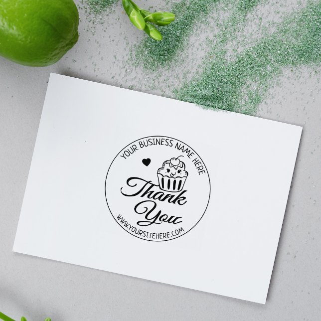 Cute Cupcake Baking Small Business Thank You   Rubber Stamp (Creator Uploaded)