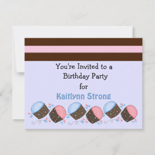 Cute Cupcake Birthday Invitation