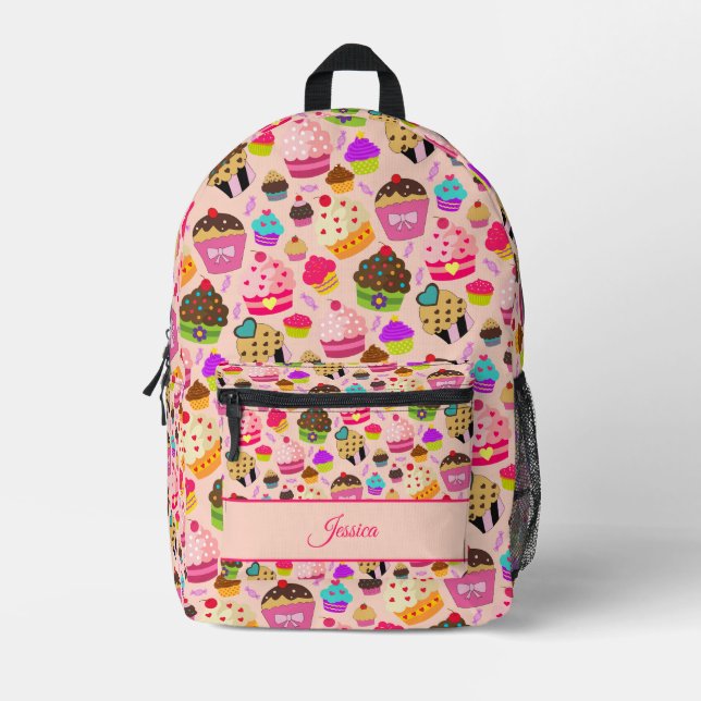 Cute Cupcake Cake Personalized Printed Backpack (Front)