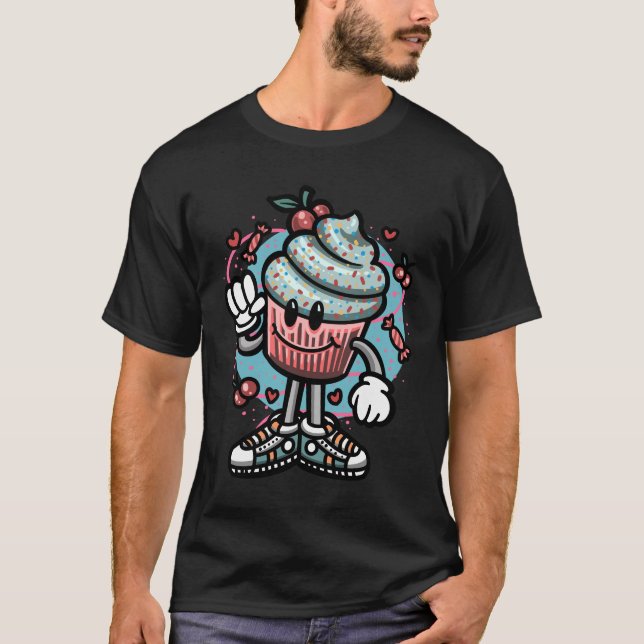 Cute Cupcake Cartoon T-Shirt (Front)