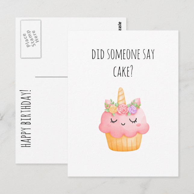 Cute Cupcake Funny Happy Birthday Postcard (Front/Back)