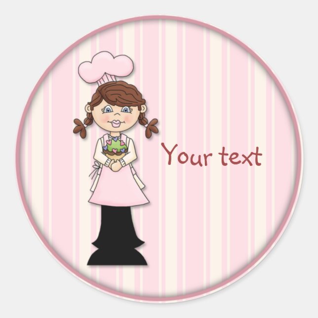 Cute Cupcake Girl Classic Round Sticker (Front)