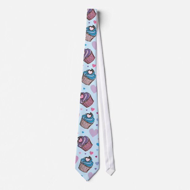 Cute Cupcake Heart Pattern Tie (Front)