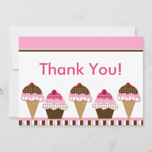 Cute Cupcake & Ice Cream Thank You Card