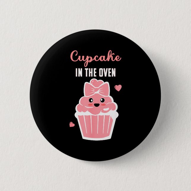 Cute Cupcake In The Oven Gender Reveal Baby Girl  2 Inch Round Button (Front)