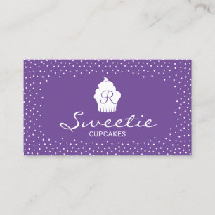 Cute Cupcake Logo Sweet Bakery Classy Purple Business Card