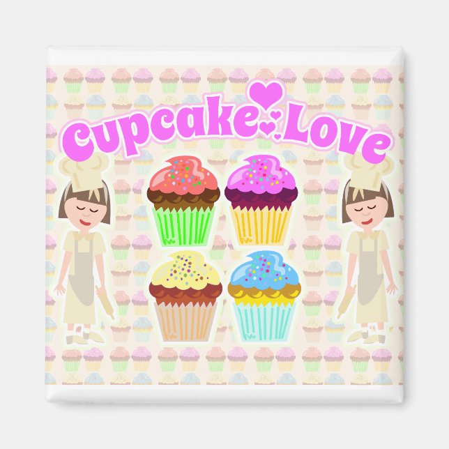 Cute Cupcake Love Chef Magnet (Front)