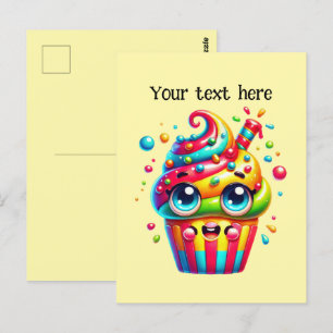 Cute cupcake lovers customize postcard