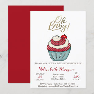 Cute Cupcake Oh Baby Summer Baby Shower  Invitation