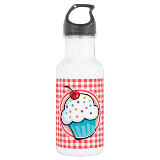 Cute Cupcake on Red and White Gingham 532 Ml Water Bottle