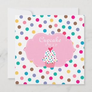 Cute Cupcake Party Invite Polka Dots Pink