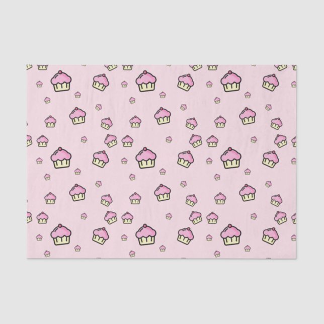Cute Cupcake Pattern Pink Tissue Paper (Front)