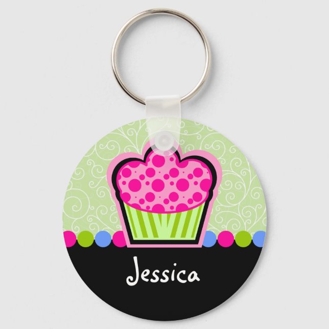 Cute Cupcake Personalized Keychain (Front)