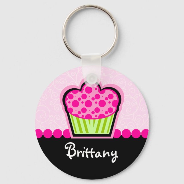 Cute Cupcake Personalized Keychain (Front)