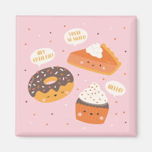 Cute cupcake, pie and doughnut magnet