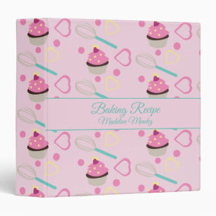 Cute Cupcake Pink Bakery Baker Recipe  Binder