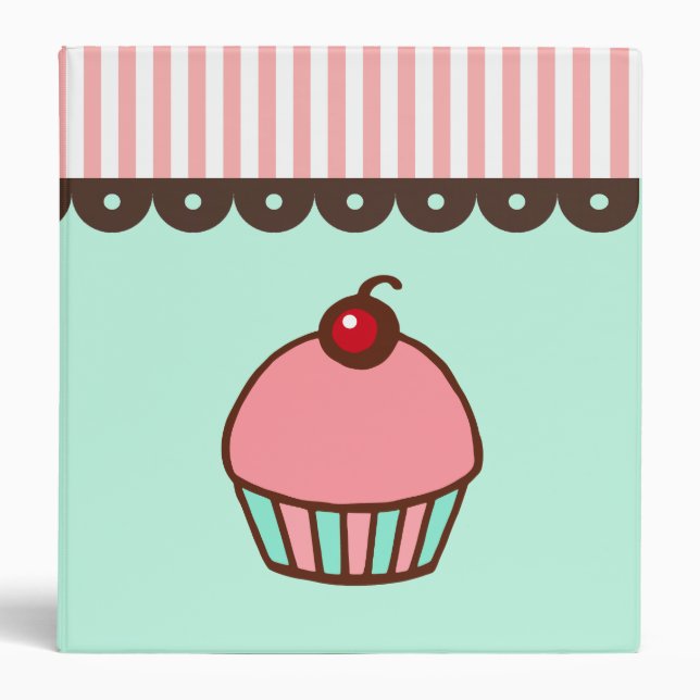 Cute Cupcake Recipe School Binder Folder (Front)