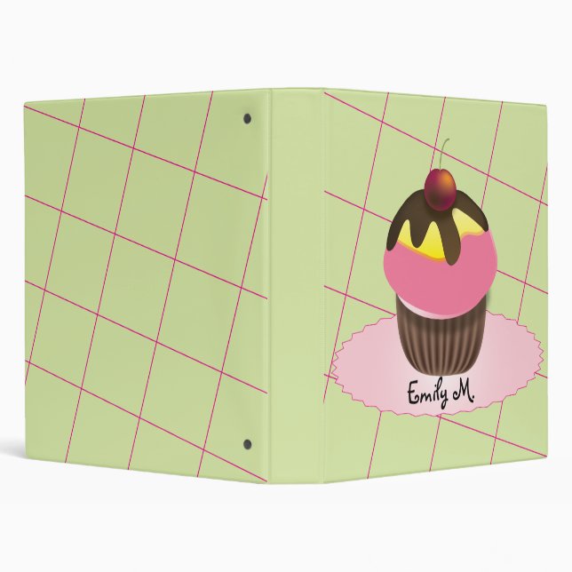 Cute Cupcake Red Cherry Avery Binder (Background)