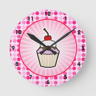 Cute Cupcake Round Clock