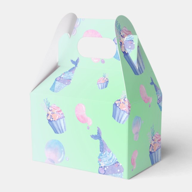 cute cupcake Sweet mermaid Birthday party Girly  Favor Box (Front Side)