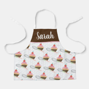 Cute Cupcake Swirls Chocolate Pink Whisk Sprinkles Apron