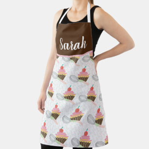 Cute Cupcake Swirls Chocolate Pink Whisk Sprinkles Apron