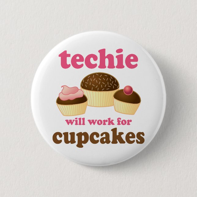 Cute Cupcake Techie 2 Inch Round Button (Front)