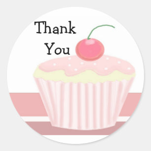 Cute Cupcake Thank You Classic Round Sticker