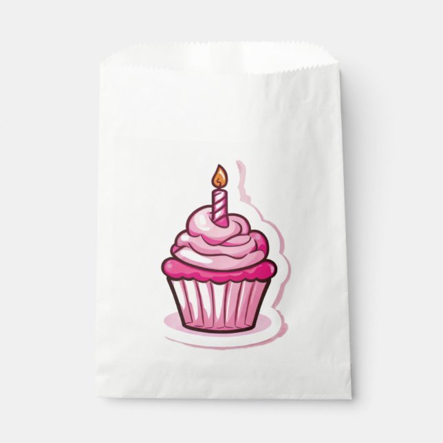 Cute Cupcake Theme for Birthday Girl Favour Bag (Front)
