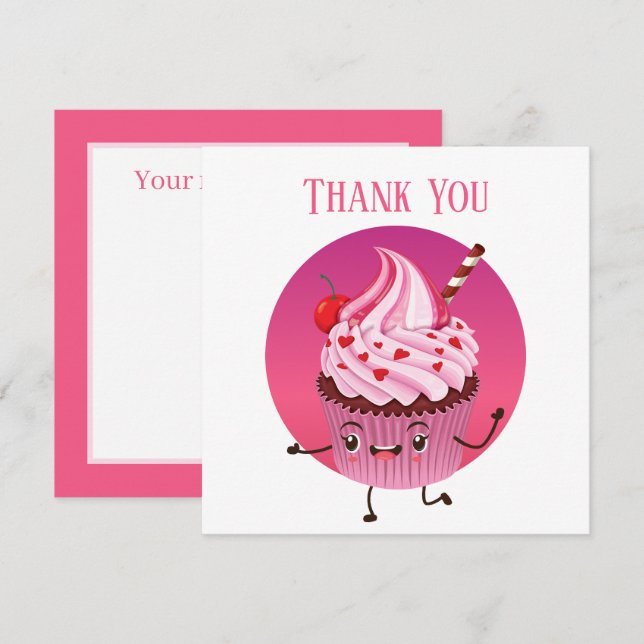 Cute cupcake vendors or baker  thank you card (Front/Back)