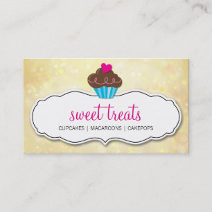 CUTE CUPCAKE whimsical bokeh pattern yellow Business Card