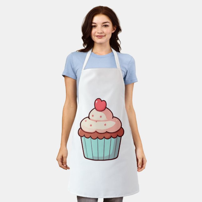 Cute Cupcake with Heart Topper Apron (Worn)