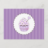 Cute Cupcake With Purple Striped Background