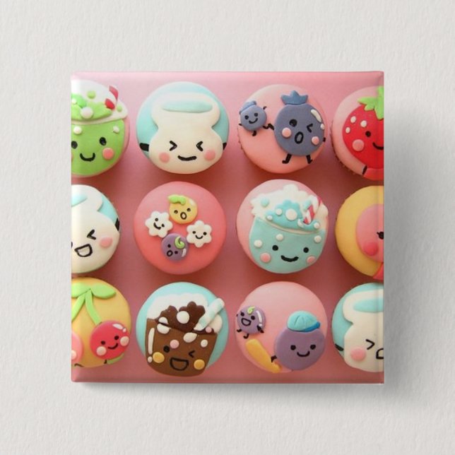 Cute cupcakes 2 inch square button (Front)