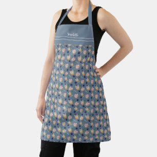 Cute Cupcakes And Fruits Watercolor Art Apron