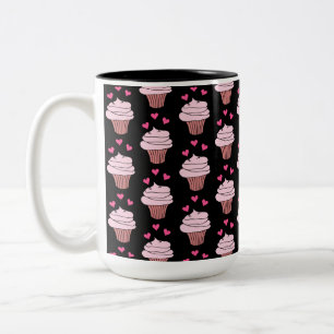 Cute Cupcakes Black And Pink Two-Tone Coffee Mug