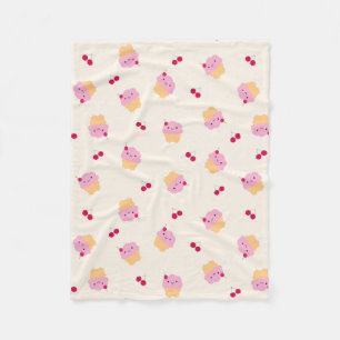 Cute Cupcakes & Cherries Fleece Blanket