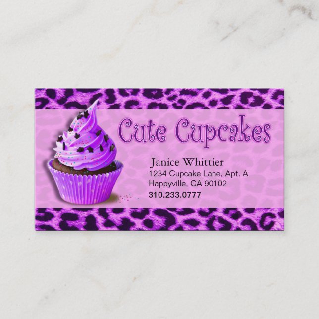 Cute Cupcakes: Confections Fancy Desserts Pastries Business Card (Front)